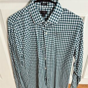 J. Crew Teal and White Checkered Button Down Shirt